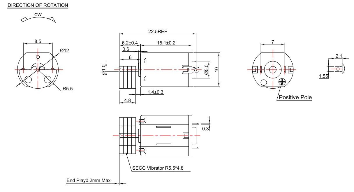 Small Electric 3v Vibration Motor FF-N20TA-11120 R5.5*4.8 For Beauty Product