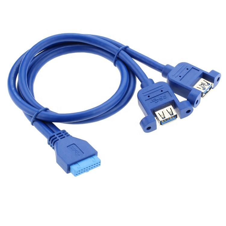 Dual Panel Mount USB 3.0 A Female to IDC 20 PIN Female PC Computer Case Motherboard Cable