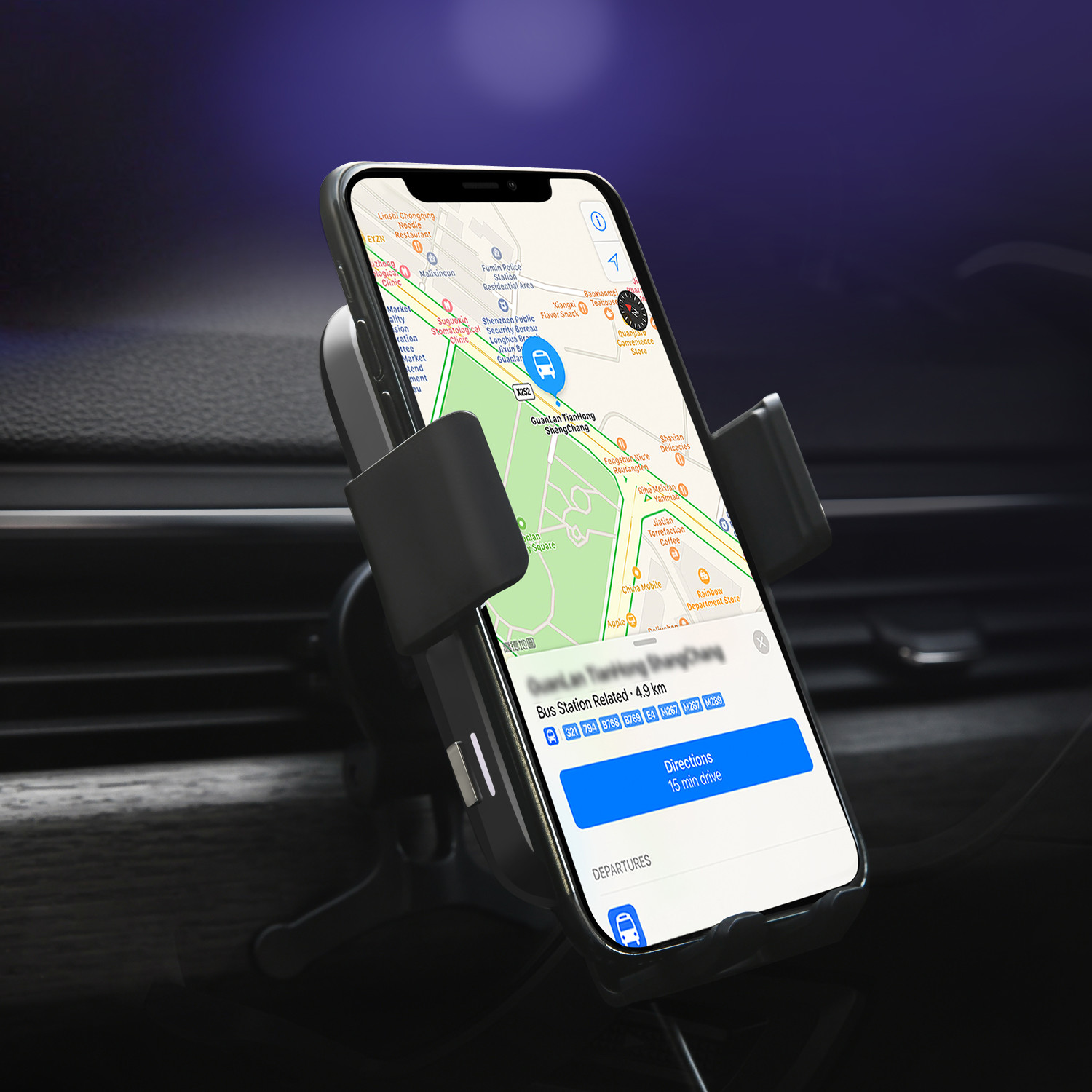 LED Indicator Coil Sensor Vent Clip 10W Qi Wireless Charger
