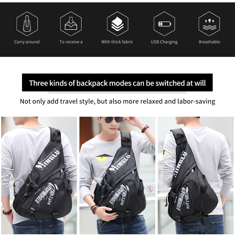 All Seasons Triangle Sling Bag Fashion Sports Student Sling Bag Rainproof