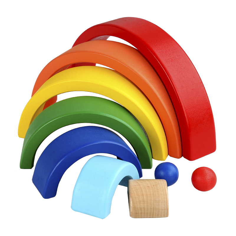 4.5cm Wooden Blocks Toys Arched Stacking Rainbow Blocks