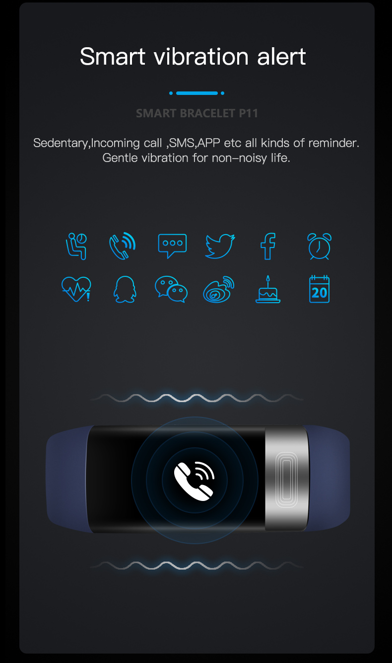 Detecting PPG ECG Temperature Bracelet IP67 Smart Bracelet Heart Rate Blood Pressure