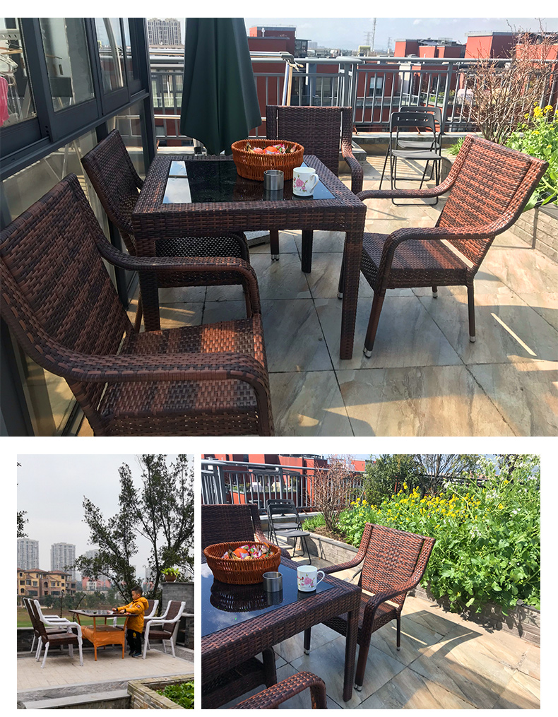 Hot Sale Rattan Outdoor Furniture Sofa and  Dining Table Set Garden PE Wicker