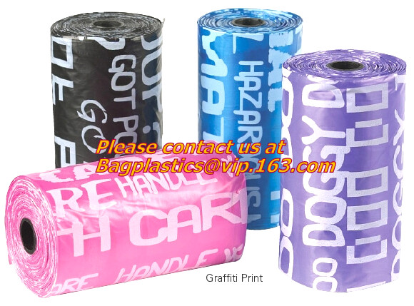 High Quality Eco-friendly Degradable Fashion With Printing Doggy Pet Dog Waste Poop Bags, Eco friendly pet dog waste poo