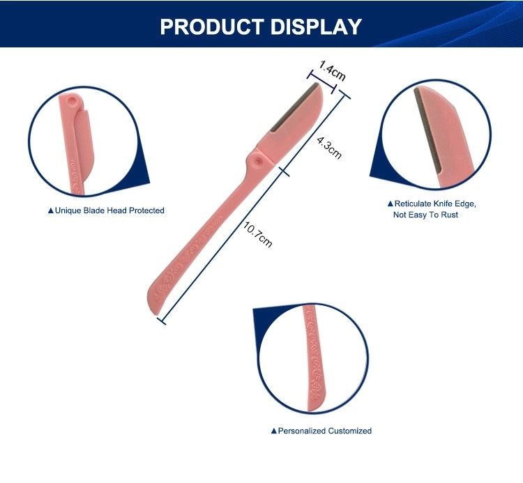 Lady Use Hair Shaving Razor Stainless Steel Rounded Tip Eyebrow Shaver