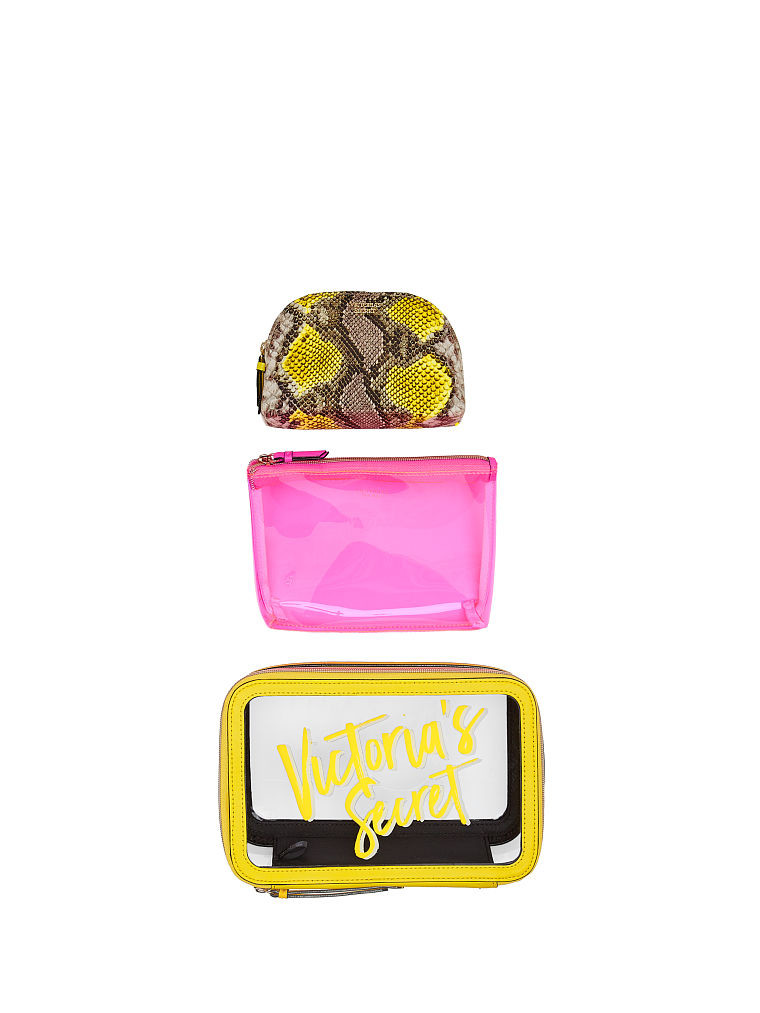 Travel Cosmetic Bag PVC Make-up Pouch Handle Straps for Women Men, Carry On Airport Airline Compliant Quart Bags