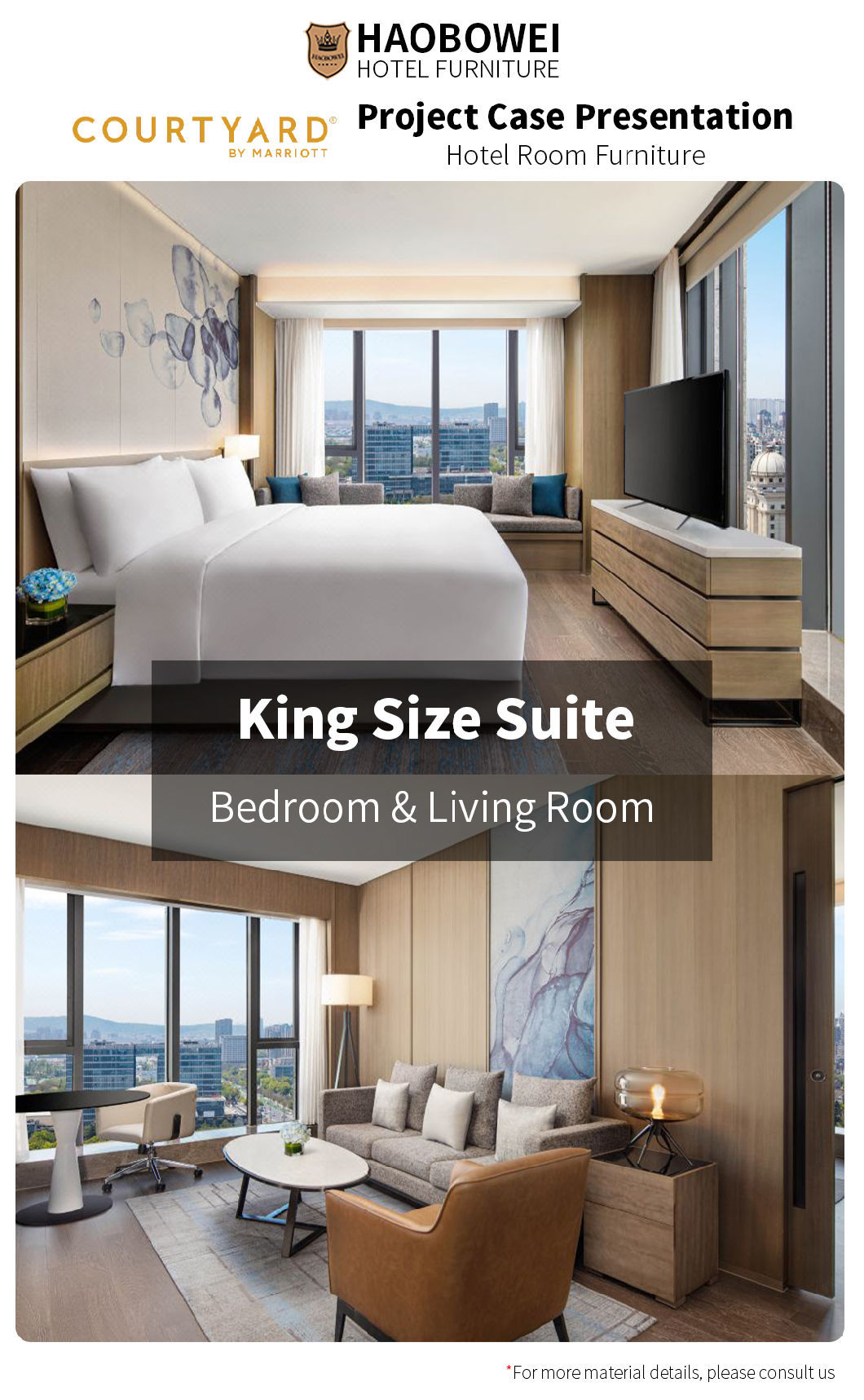 Foshan China 4 Star King Size Bedroom Set Marriott Resort Hotel Furniture