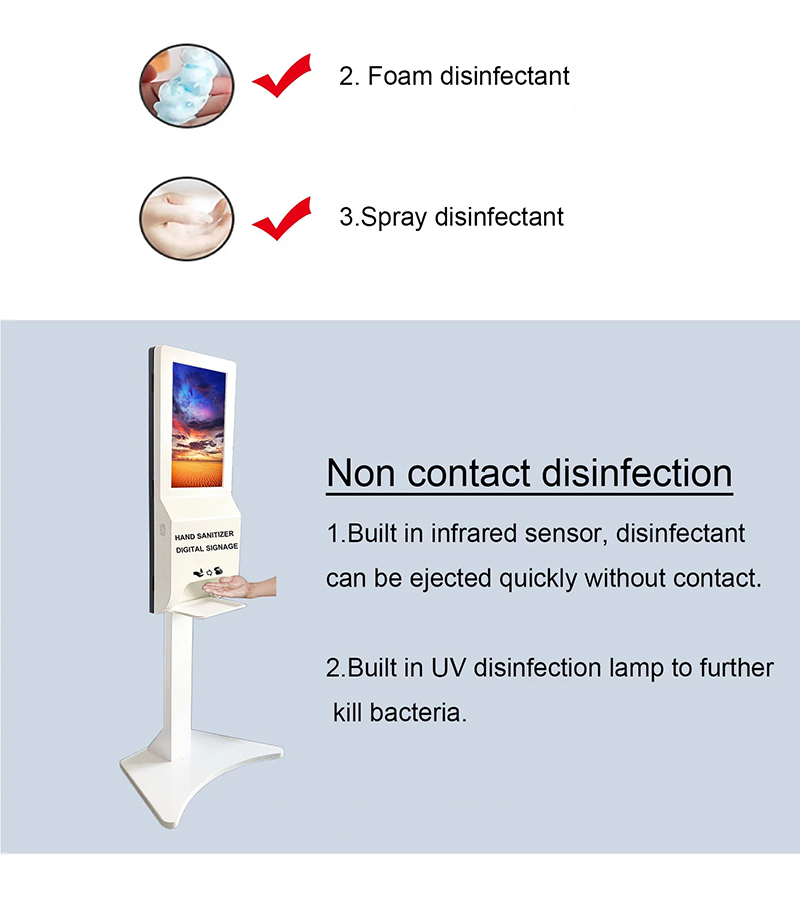 Intelligent Sterilizer Lcd Digital Display Touch Screen Kiosk 21.5 Inch