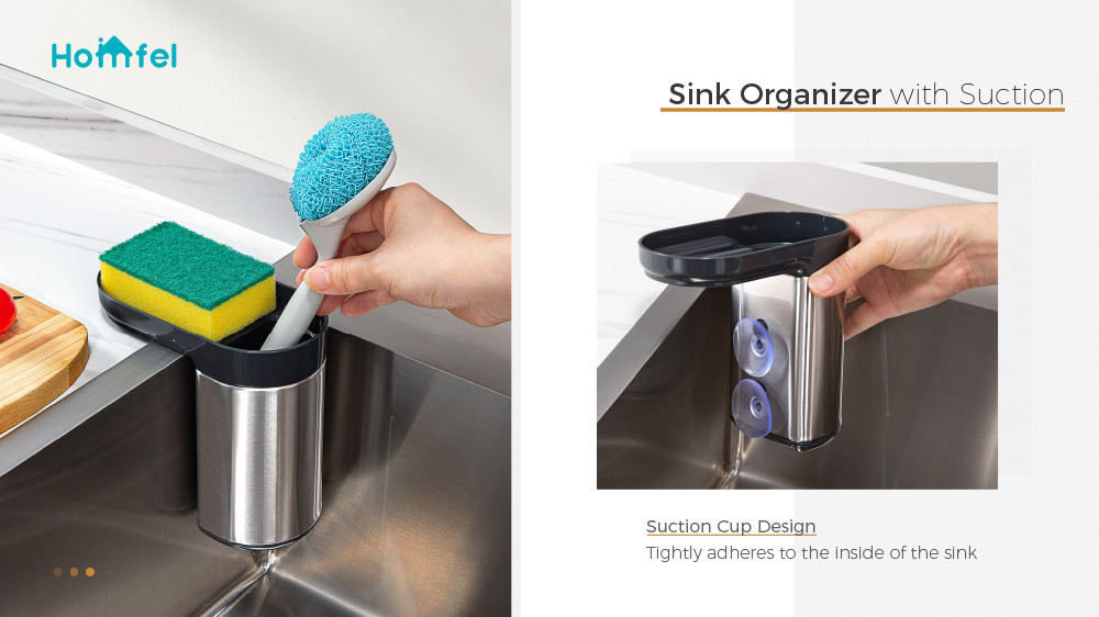 Kitchen Sink Tidy Caddy Sink Organizer With Sponge Holder Stainless Steel