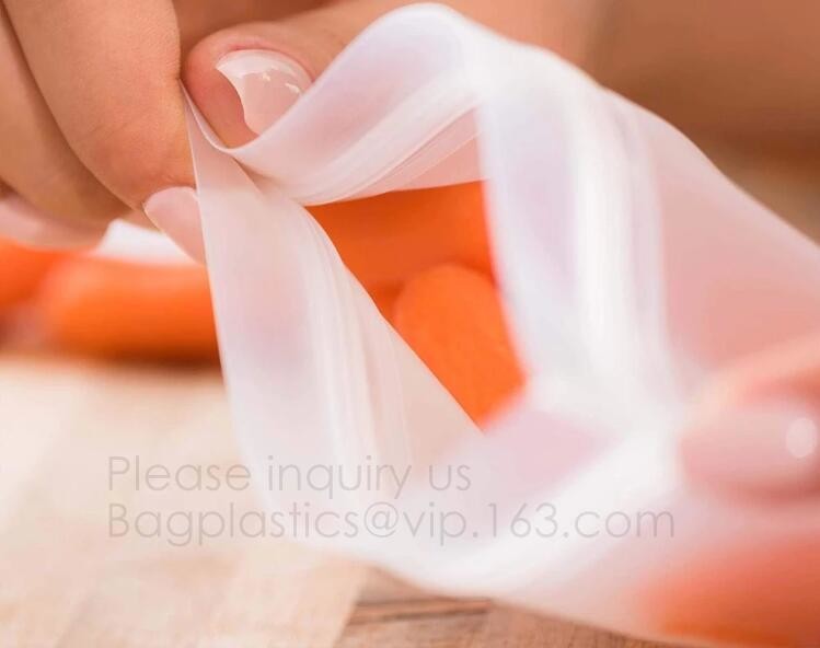 Reusable BPA Free Food Grade Preservation Storage Silicone Food Fresh Bag,Silicone Plastic Packaging Food Zip Silicon Fr