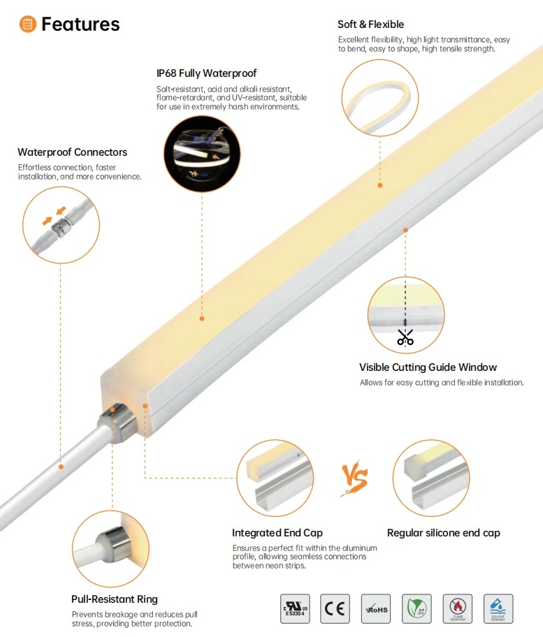 CV And DMX512 Top Bend LED Neon Strip Flex Light 24V Excellent Flexibility LED Lighting