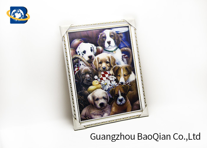 Dog Animal 3D Lenticular Pictures PVC / MDP Frame Decoration Of Free Sample