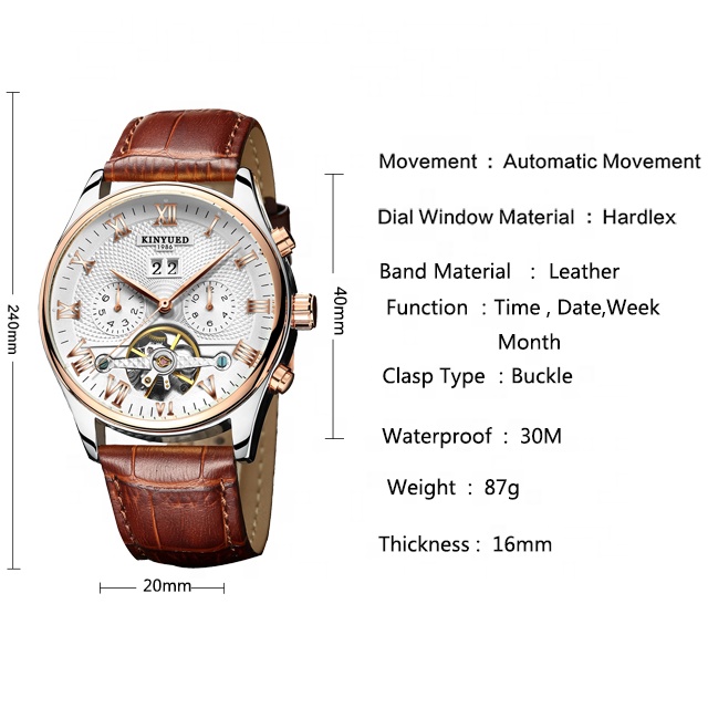 Good Texture Mechanical Wrist Watch Genuine Leather Mechanical Wrist Watch