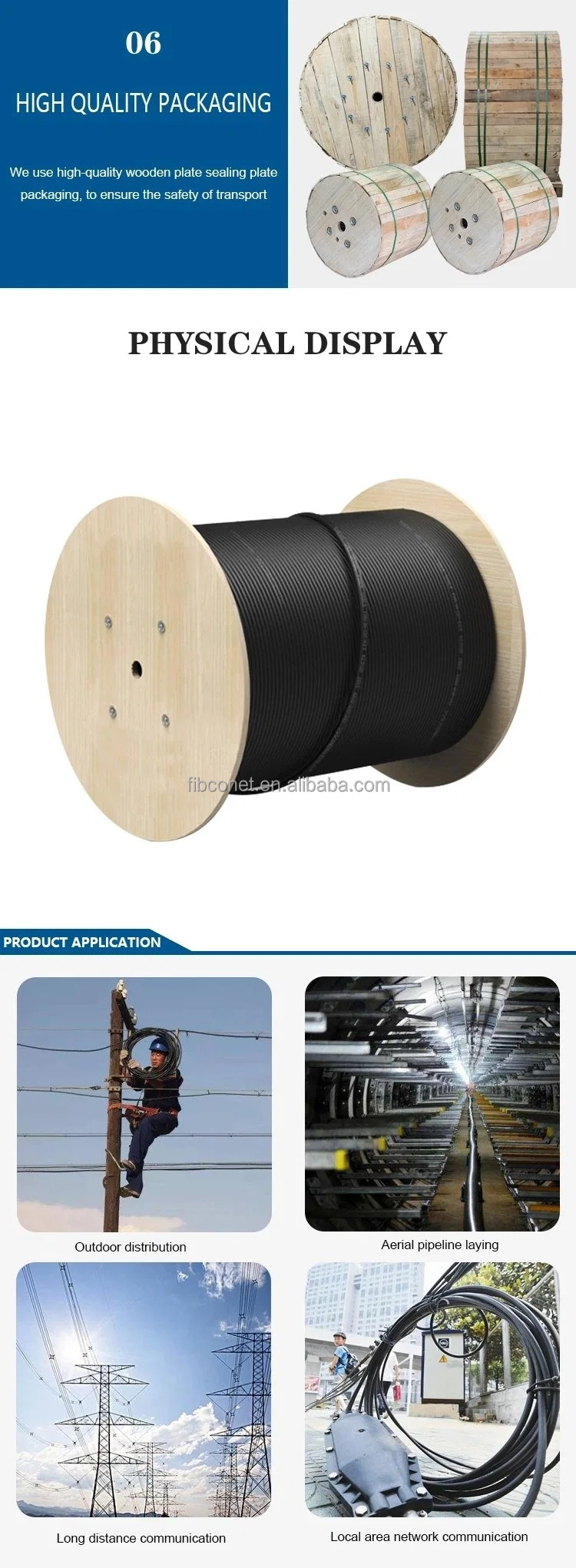 Bow Type Tight Buffer Structure Outdoor Aerial Armored GYXTW 12 Cores Fiber Optic Cable