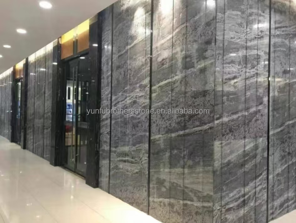 Custom Modern Polished Wave Grey Marble Board for Hotel Wall Panel Floor Design Style