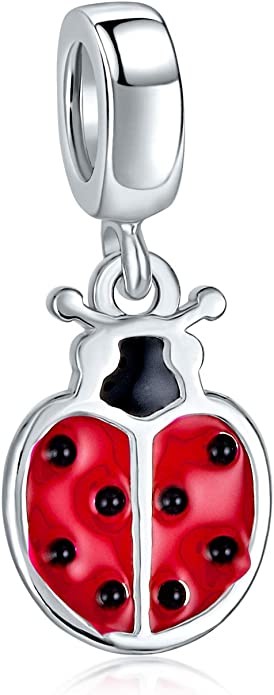 Personalize Red Lucky Ladybug Insect Gardener Dangle Charm Beads For Women Teen