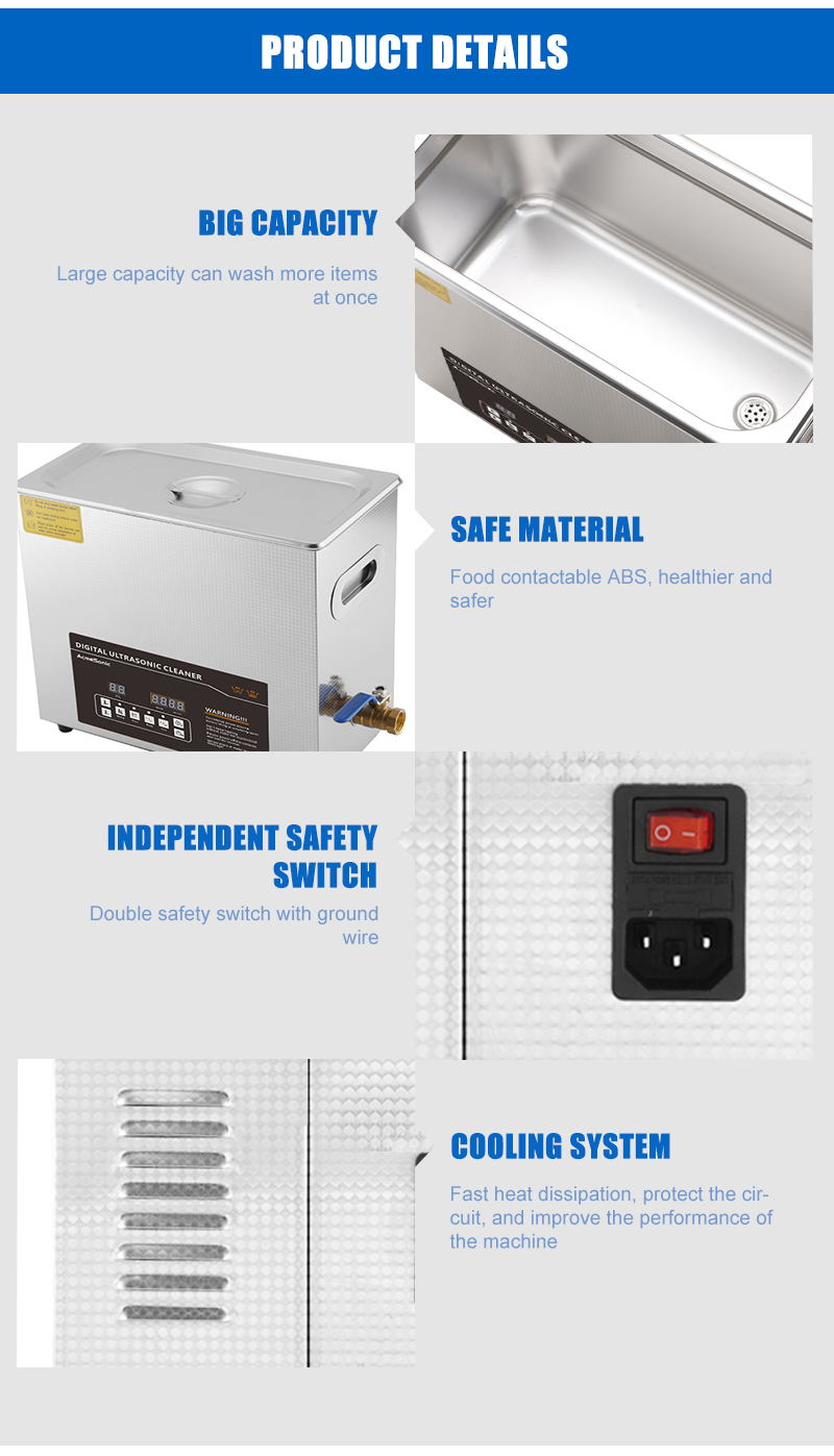 180W Dual Frequency Ultrasonic Cleaner 220V Adjustable Ultrasonic Cleaner