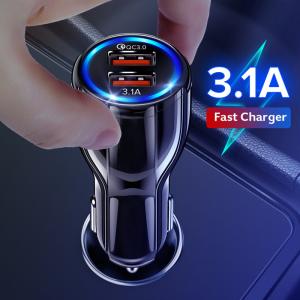 Buy cheap 18W 3.1A Car Charger Quick Charge 3.0 Universal Dual USB Fast Charging QC For iPhone Samsung Xiaomi Mobile Phone In Car product