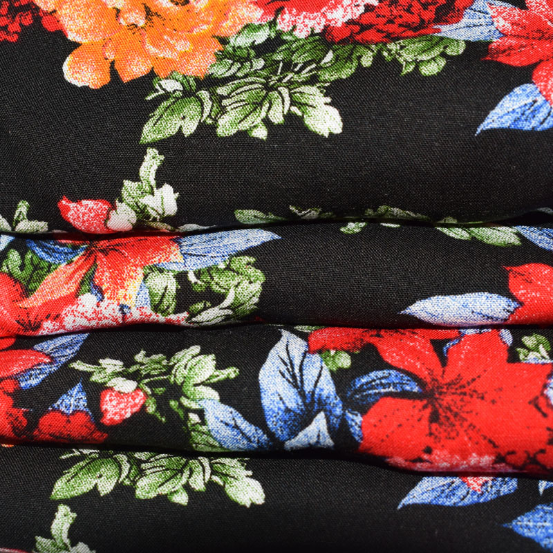 Rotary Print Rayon Viscose Fabric Flower Woven Textile Garment