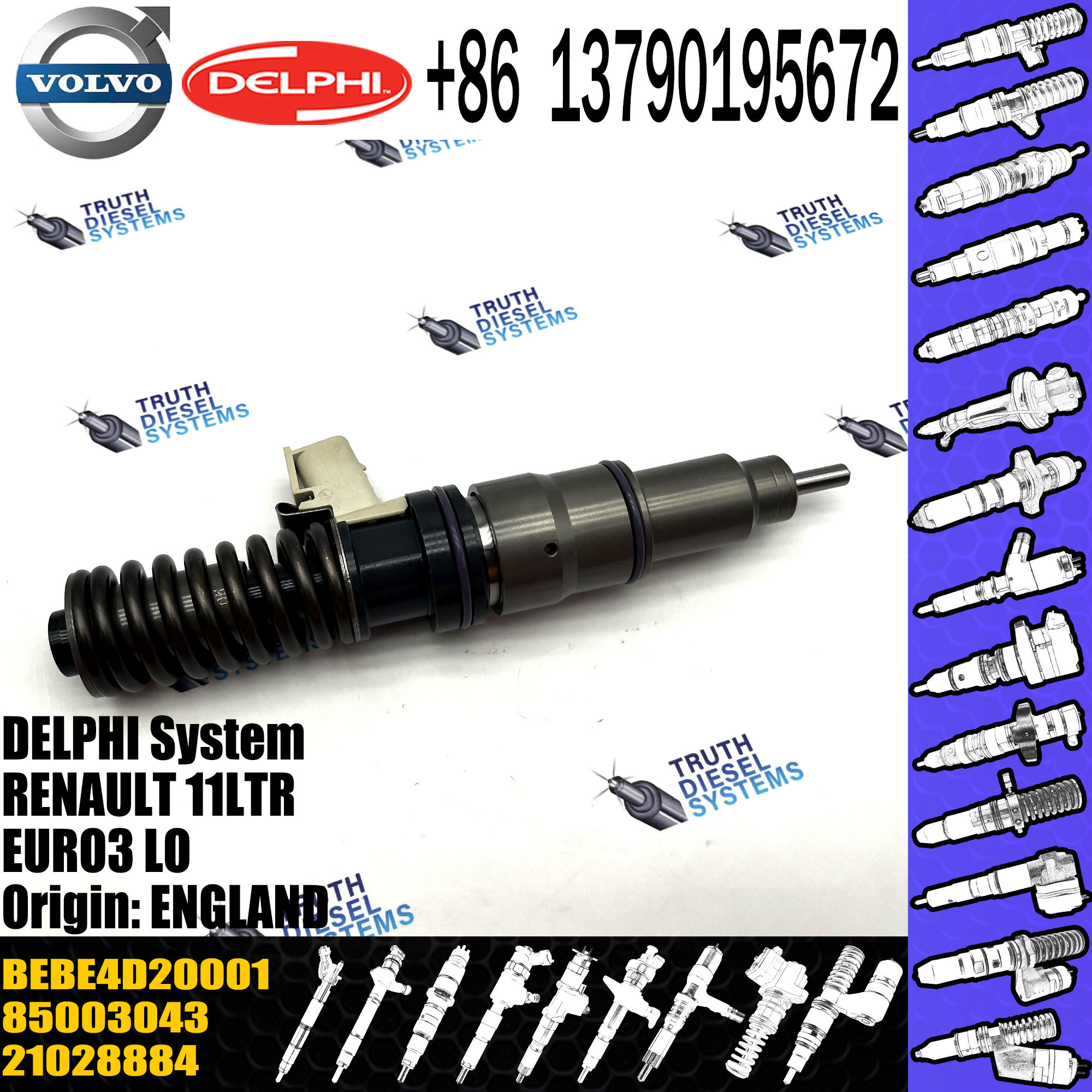 High Quality Diesel Fuel Injector 21028884 7421028884 7485003043 85003043 BEBE4D20001 For 11LTR EURO3 LO