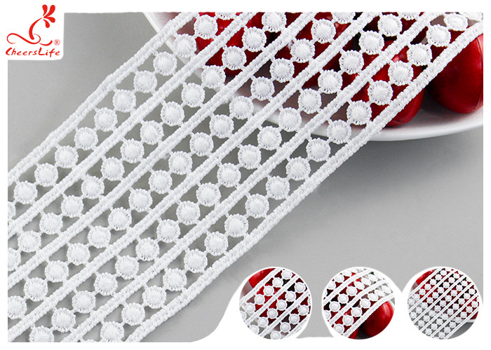 6.5cm Width Water Soluble Lace / Home Textile Floral Lace Ribbon