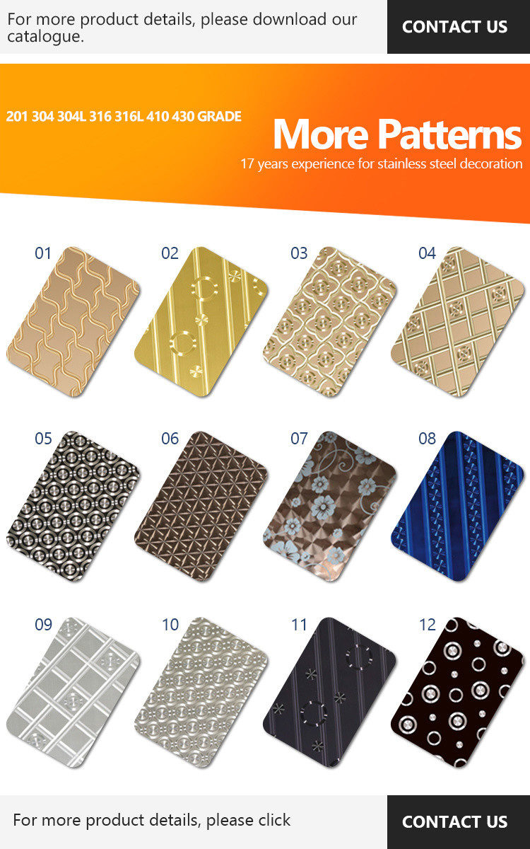 304 316 Grade 3D Pattern Decorative Stainless Steel Sheet Custom Size 0.8mm Thickness