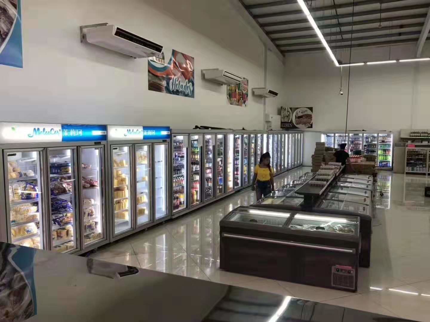 Restaurants Sliding Door Horizontal Island Display Freezer