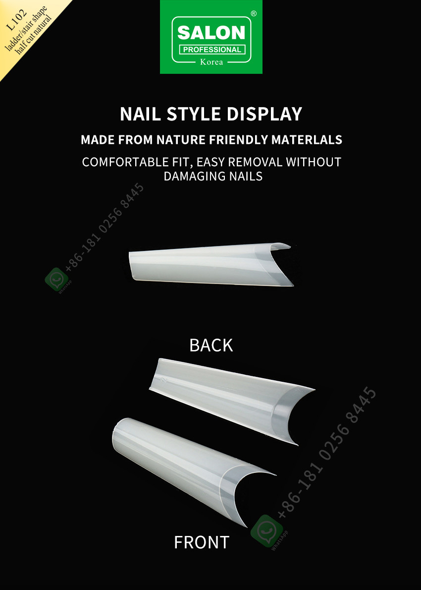 Ladder/Stair Shape Half Cut False Nail French Style Artificial Nail Tips Fake Nail
