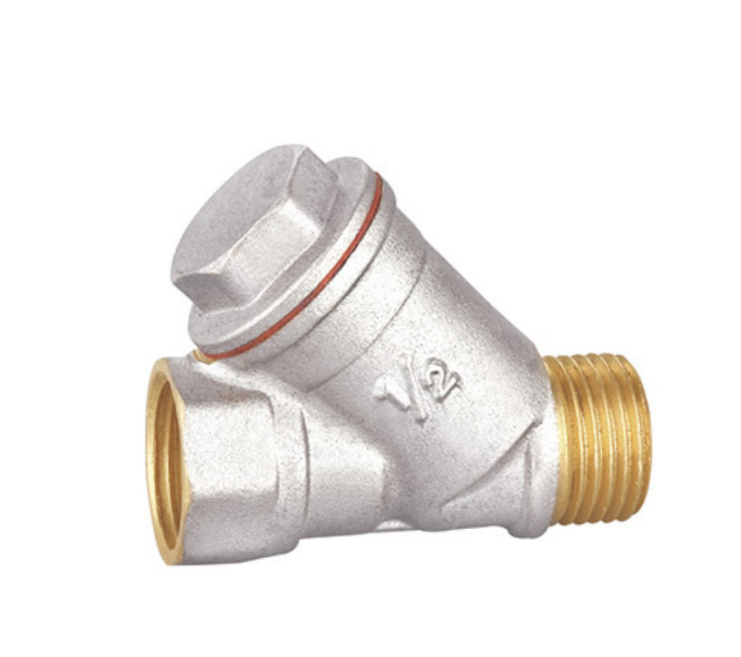 male and female threaded HPB57-3 Brass Filter Valve with Max.25bar nickel plating polished sand Rating Up To 200°F