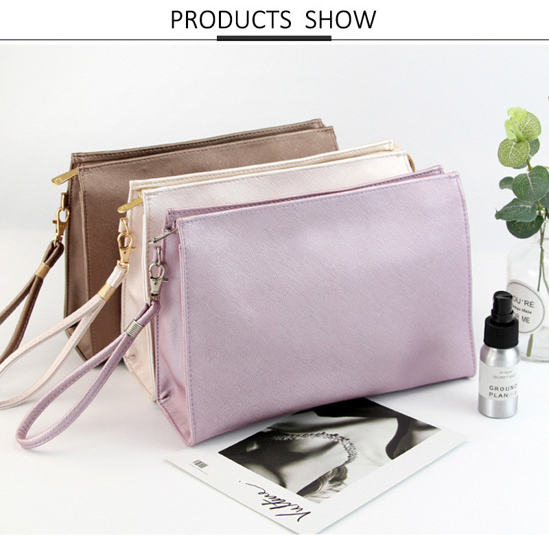 Solid Color Embroidery Log 26*8*16cm Cosmetic Makeup Bag