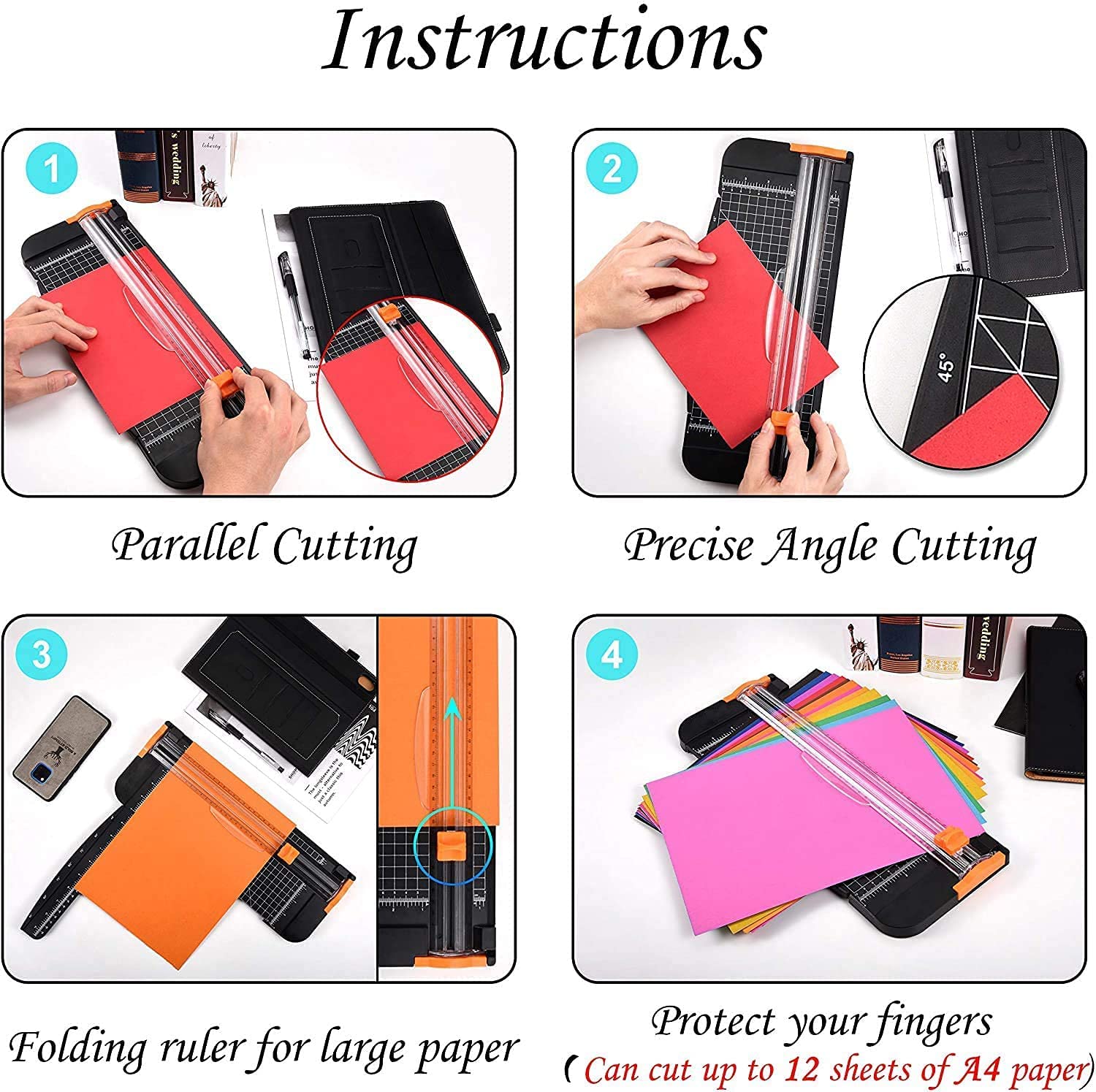 Mini Paper Trimmer A4 Paper Cutter for Home Office and School Manual Style