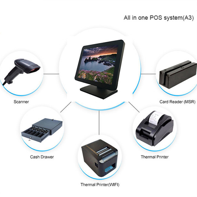 CNC Aluminium Alloy All In One Point Of Sale Systems Single Touch Screen