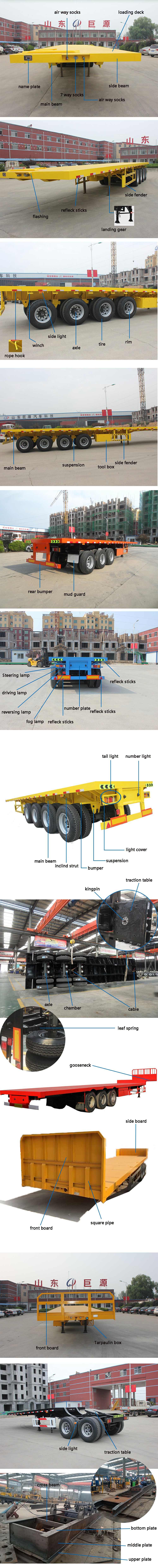 40ft Container Platform Flatbed Semi-Trailer with Front Wall in Heavy Duty Design