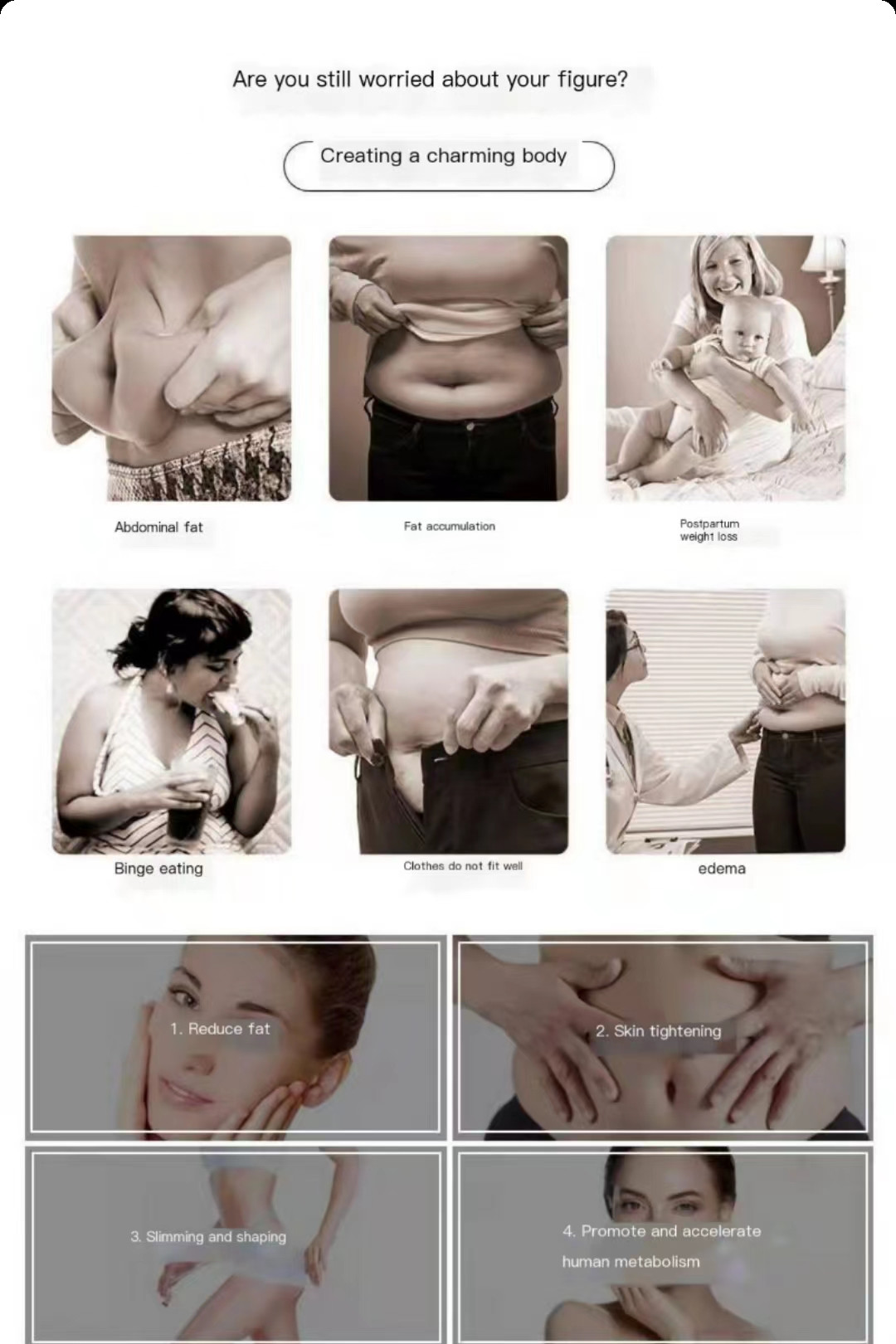 Liposonic Ultrasound HIFU Beauty Machine 0.8cm 1.3cm Cellulite Reduction