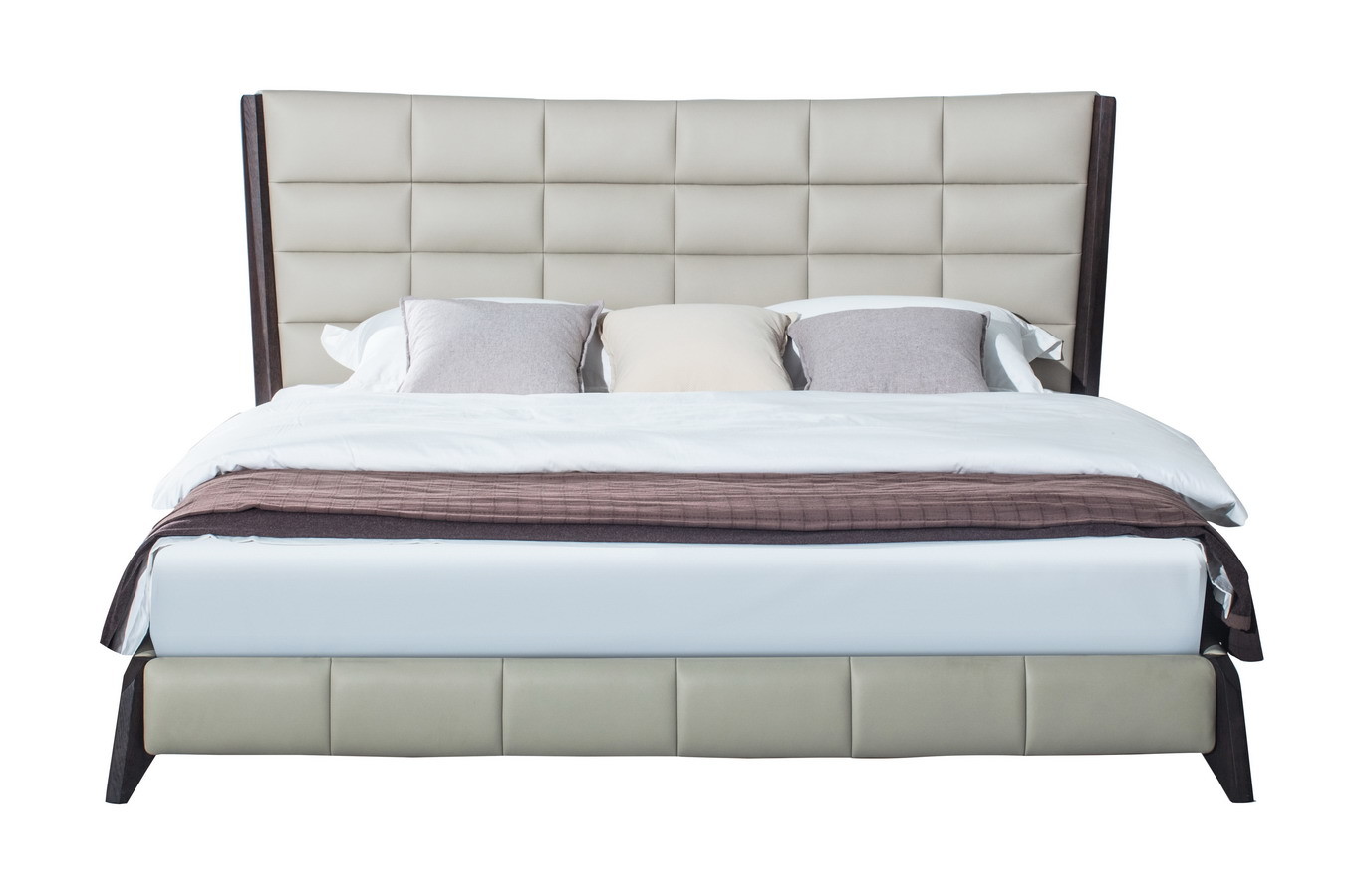 Italy design furniture Villa house King Bed made by China factory used Oak wood and Cow Leather for Luxury deisgn room