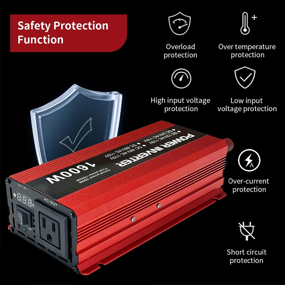 1600W Peak 12V 24V 48V 60V DC to AC Off Grid Power Inverter