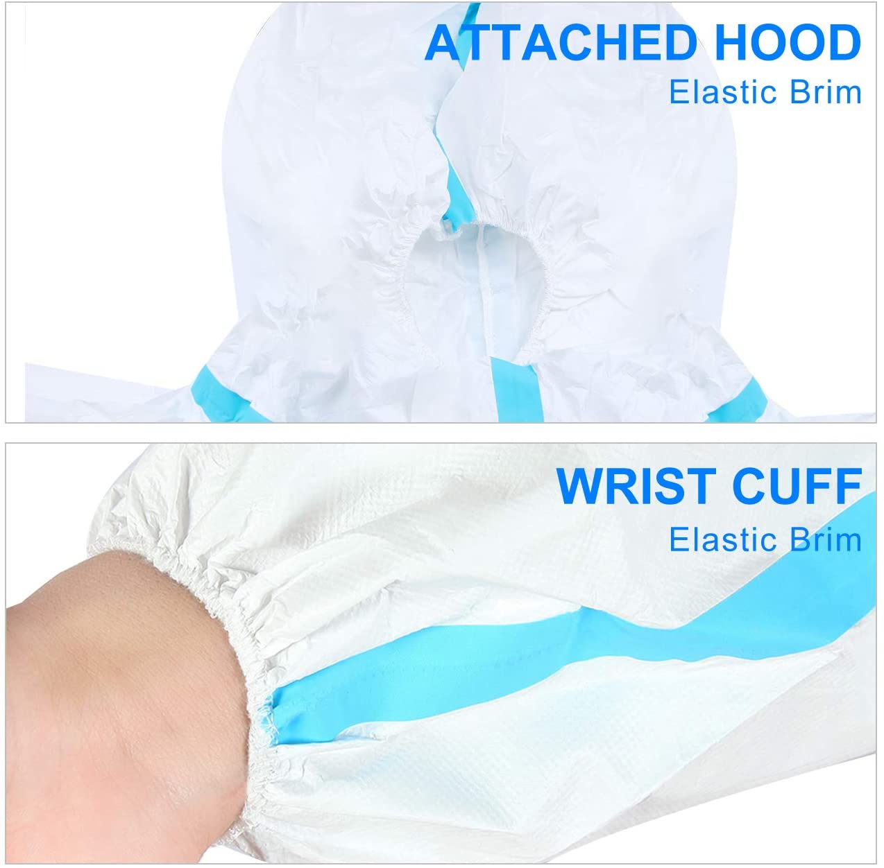 S&J White Type 5 Type 6 Coverall Disposable Isolation Suit With Elastic Cuff And Hood