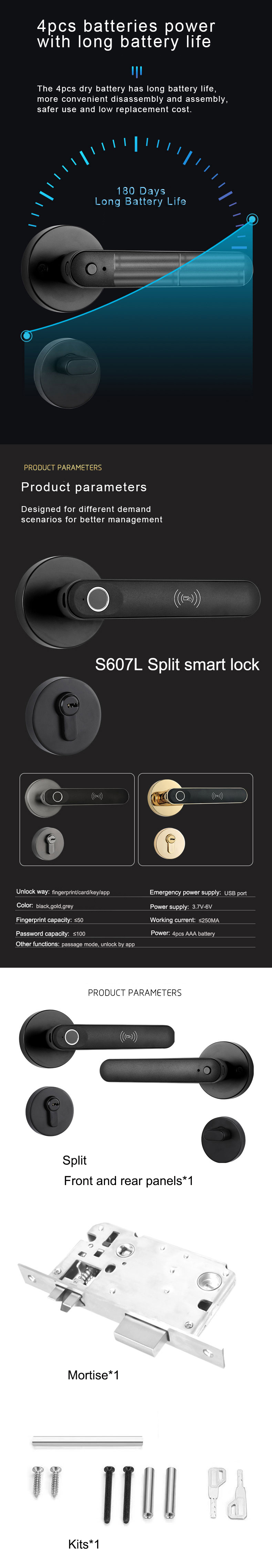 Tuya BLE Electronic Card Access Door Locks Gold Weatherproof Digital Lock