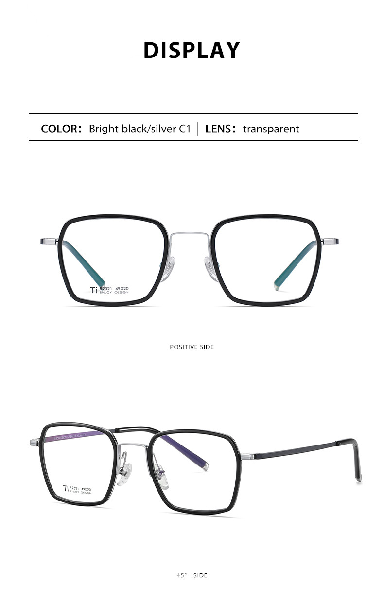 Acetate Titanium Ultra Light Glasses CE Metal Box Clear Lens