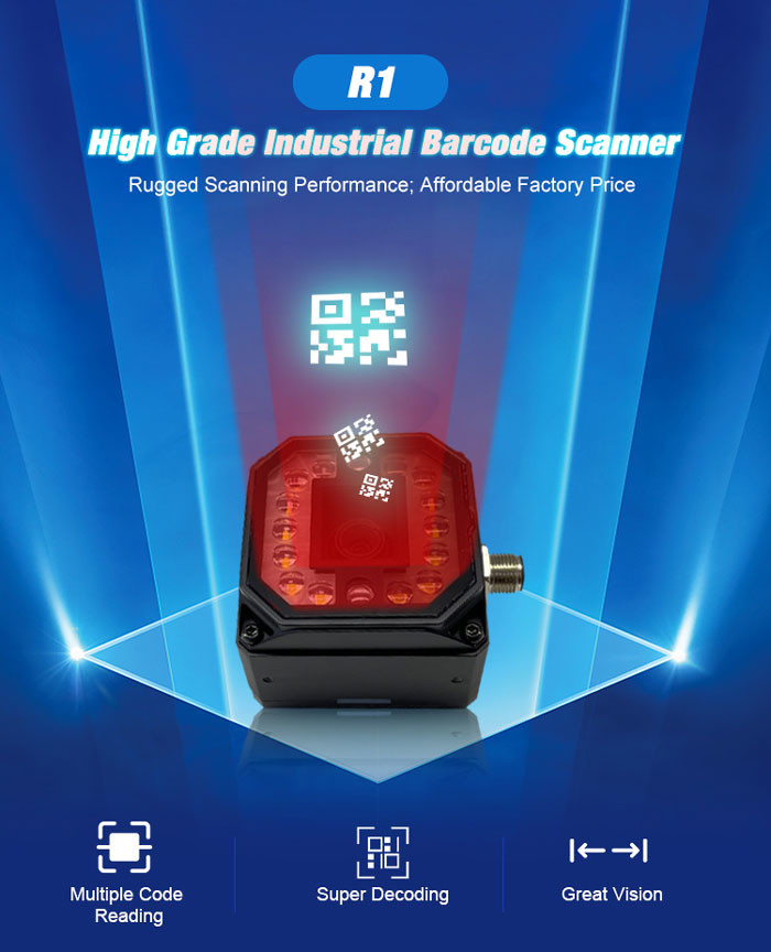 Rakinda 1.3MP Industrial IP67 Code Reader Adopts 14 LED Lamps For Production line Quality Management And Tracking