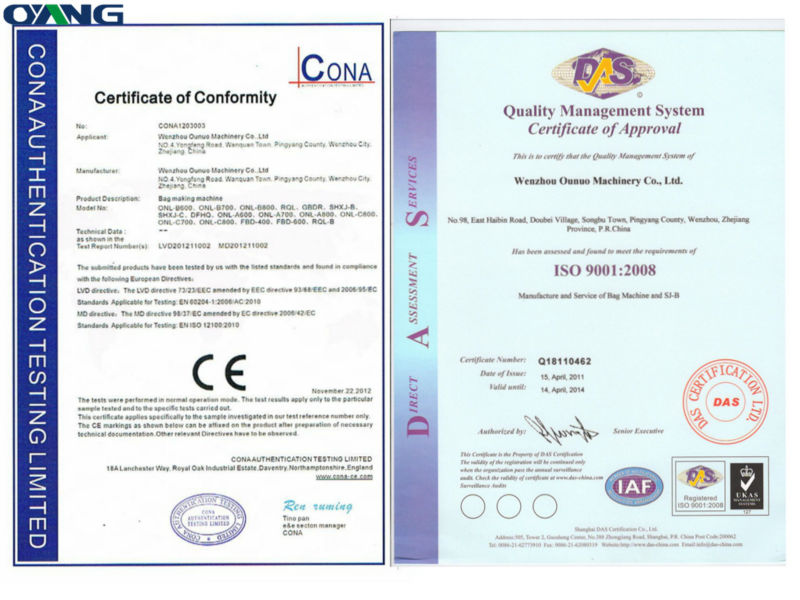 ONL-D700 High speed automatic non woven zipper bag making machine price