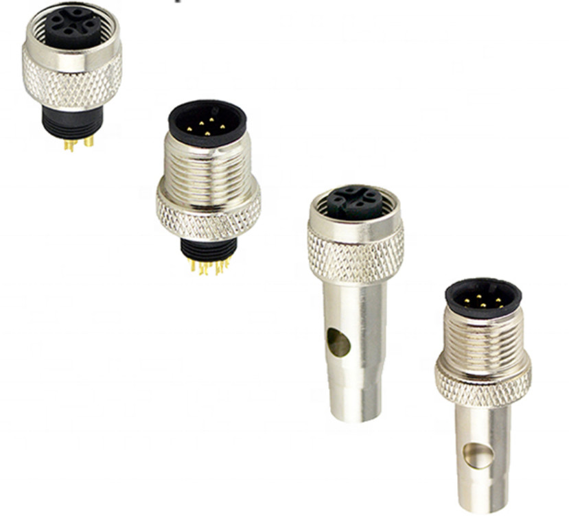M12 Circular Male To Female Connector RJ45 4 / 8Pin A D X Code Right Angle