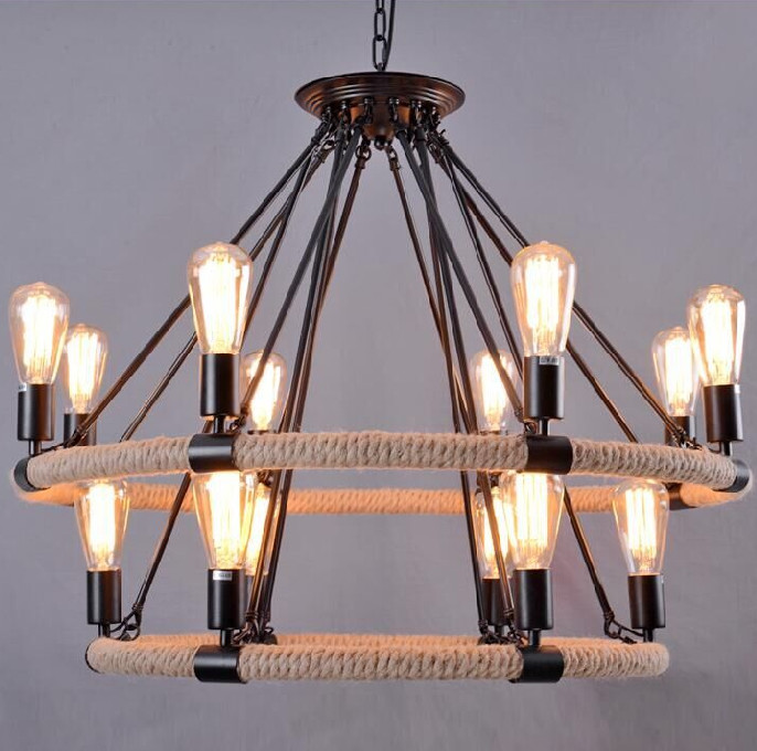 Vintage Jute rope pendant light For Farmhouse Kitchen Dining room Lighting (WH-GP-13)