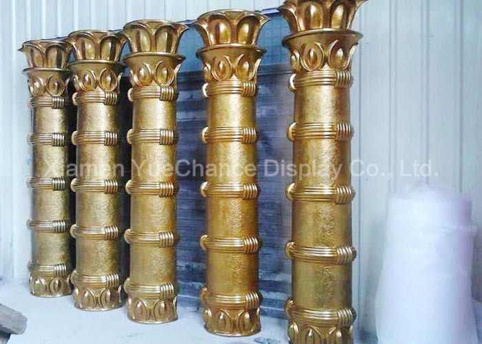 Modern Gold Color Fiberglass Column , Custom Fiberglass Statues All Handmade