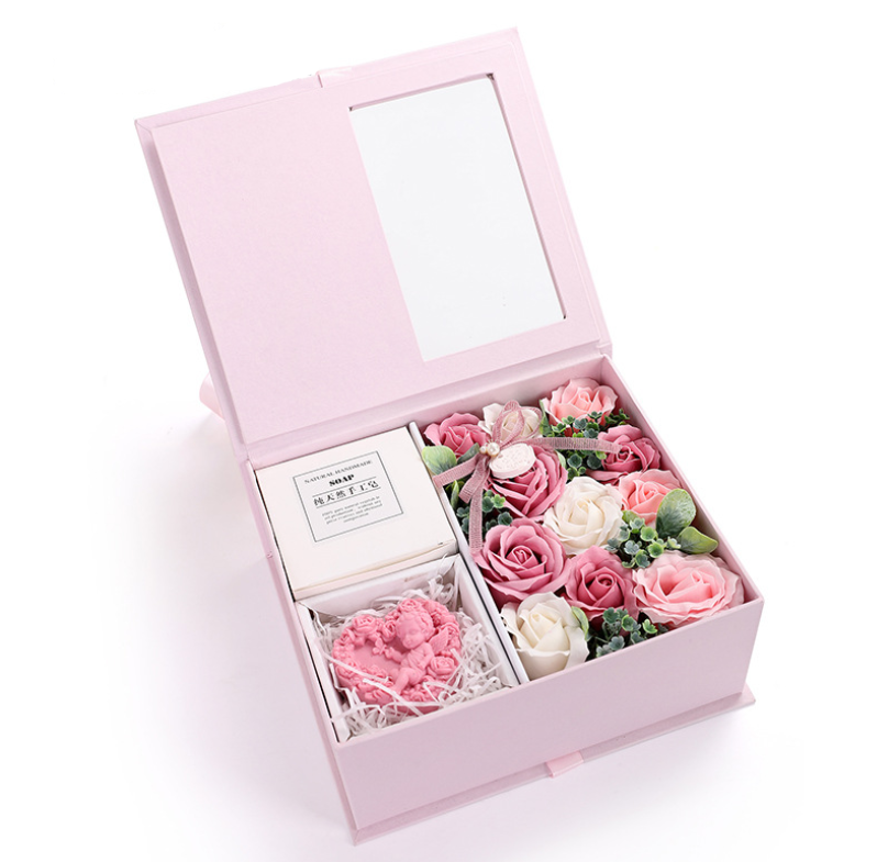 Valentine'S Day Black Paperboard Cardboard Box For Red Roses Gift Soap Flower Bulk