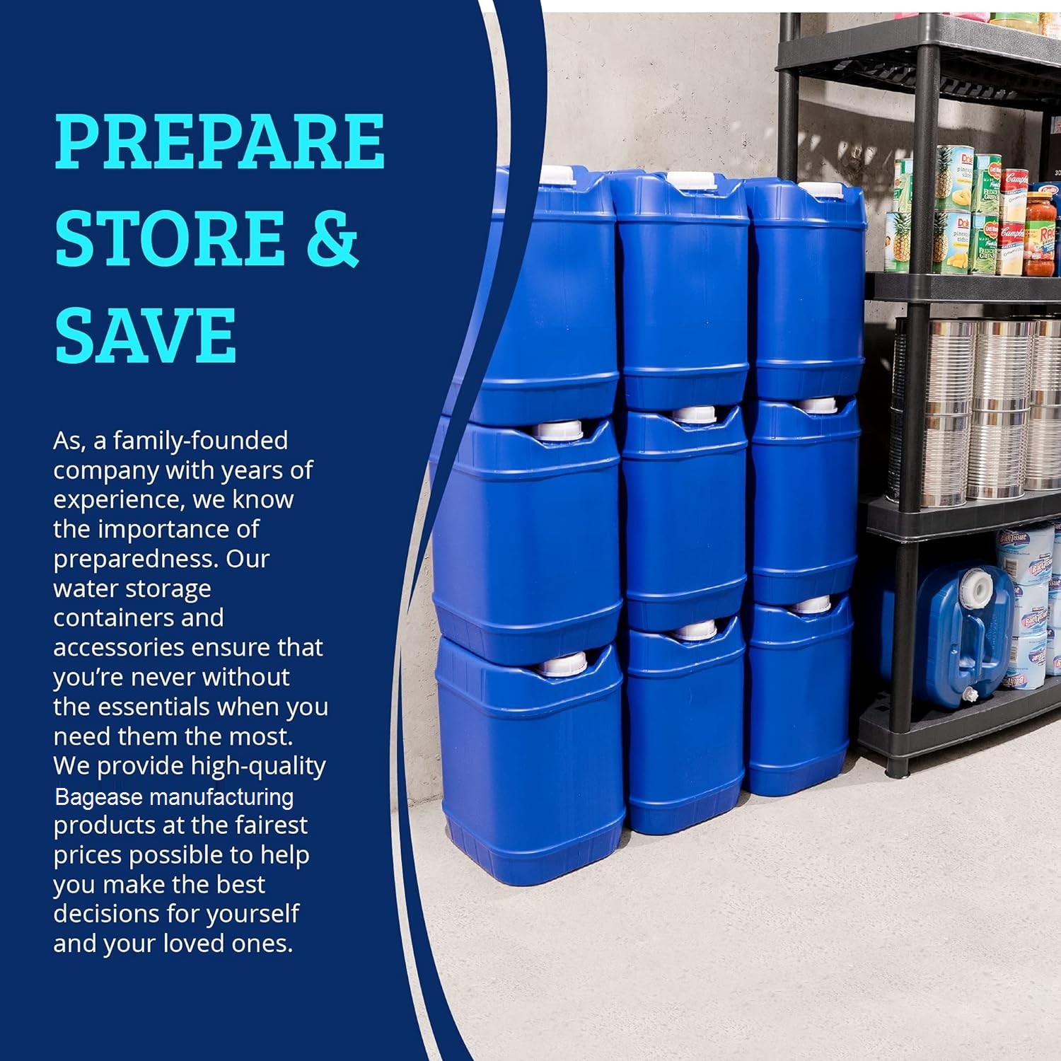 Stackable Water Storage Containers With Lids, Emergency Water Storage Kit Spigots And Water Preserver Bottles