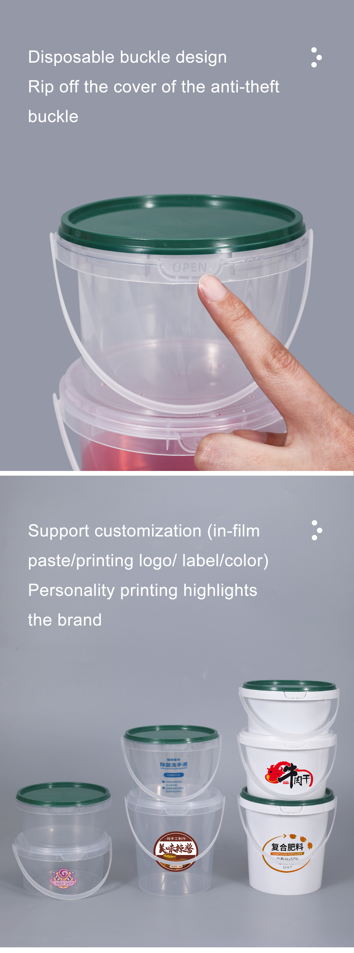 Customrized Logo 350ml 500ml 700ml Disposable PP Plastic Round Food Bowl with Lid