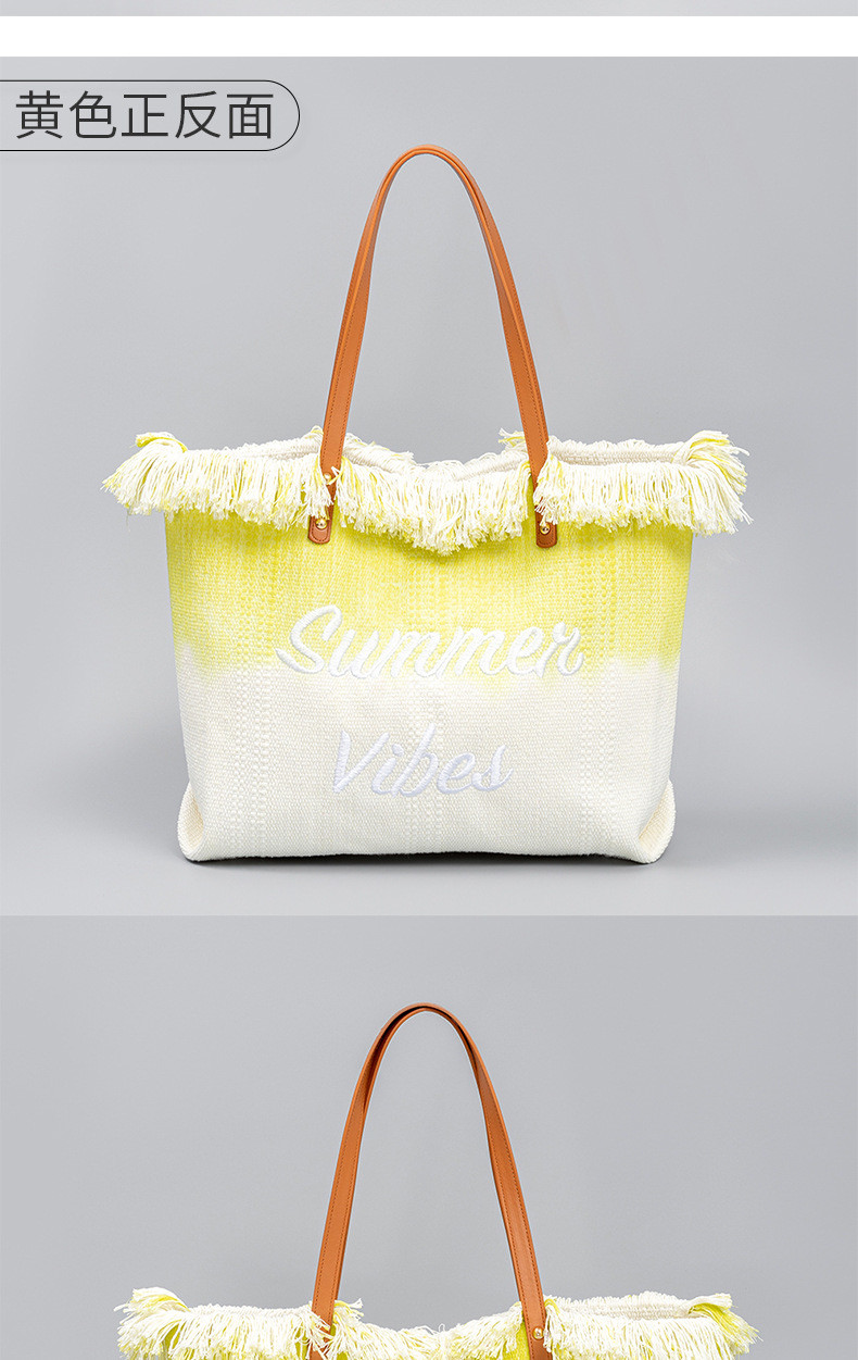EMBROIDERED TOTE TASSEL DESIGN CANVAS BAG BRAIDED ALPHABET CANVAS UNDERARM NEW SHOULDER SUMMER HIGH CAPACITY WOMEN'S BAG