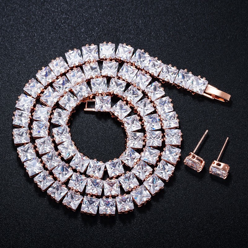 Simple Female White Crystal Jewelry Set Charm Necklace Bracele Earring Ring For Women Ring Bracelet Wedding Necklace