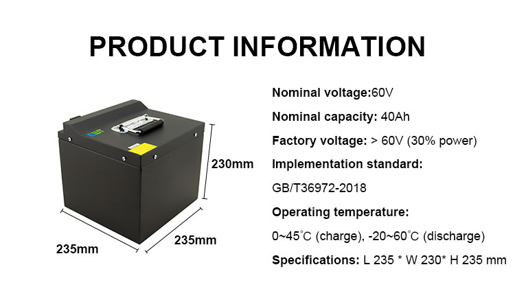 60V 40Ah Electric Motorcycle Lithium Ion Power Battery High Capacity